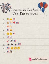 Are you having a party to celebrate independence day? Free Printable Patriotic Songs Emoji Pictionary Quiz