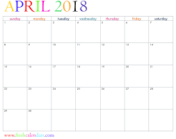 April 2018 Printable Calendars Fresh Calendars