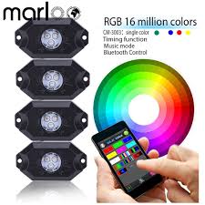 Us 25 56 17 Off Marloo Car Multi Color Changing Led Rgb Rock Lights 4 Or 8 Pods For Jeep Wrangler Off Road Truck Atv App Bluetooth Control In Car