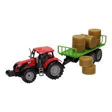 tractor with bale wagon 1 32 thimble toys