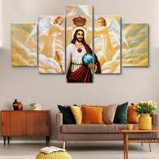 Christ And Angels 5 Pieces Canvas