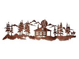 42 Cabin In Pine Forest Metal Wall Art