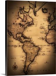 Close Up Of Antique World Map Large Stretched Canvas Black Floating Frame Wall Art Print Great Big Canvas