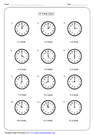 Clock Worksheets And Charts