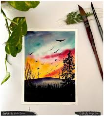 Beautiful Colourful Sky Watercolour