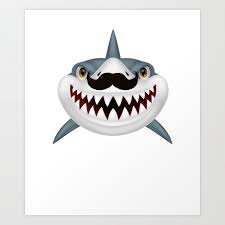 funny shark bite with mustache deep