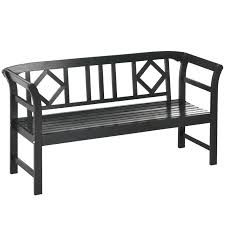Outsunny 3 Person Wooden Bench 3 Seater Outdoor Patio Bench Backrest And Armrests Slatted Seat Black