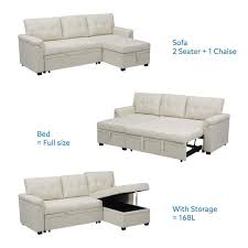 Sectional Sofa In Cream With Chaise