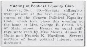 suffrage geneva ontario country historical society geneva political equality club 1897 1918