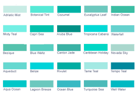 List Of Colors In 2019 Turquoise Paint Colors Blue Green