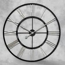 Large Iron Black Silver Wall Clock