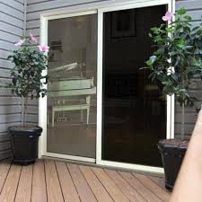 white metal sliding patio screen door