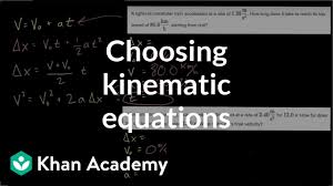choosing kinematic equations video khan academy 