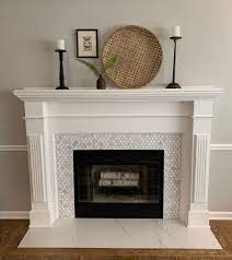 Marble Mosaic Fireplace White