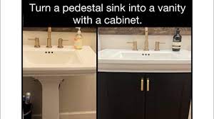 bathroom pedestal sink into a vanity
