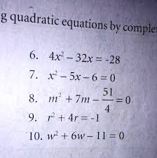 Solving Qe By Completing The Square