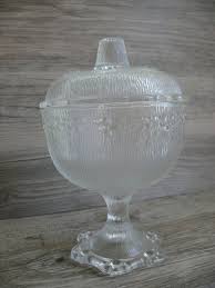 Clear Glass Pedestal Candy Dish Lid