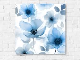 Blue Orchid Flower Printed Canvas Wall