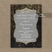 Birthday Invitation Black Gold Elegance Printed Nifty