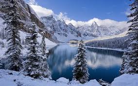 peaceful snowy mountain winter lake
