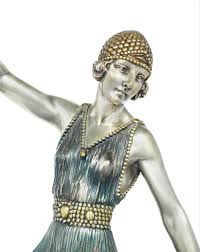 Vintage art deco nude dancer with scarf flower frog figurine made in germany. Bonhams Demetre Chiparus Romanian 1886 1947 Ballet Russe A Rare Art Deco Patinated Bronze Figure Circa 1925