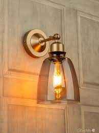 Antique Wall Light With Smoked Glass Shade