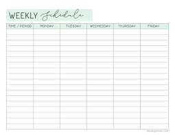 printable student weekly schedule template