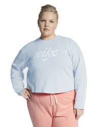 Nike Women's Sportswear Plus Cropped Crew Sweatshirts Blue Size 2X