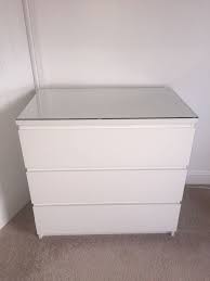 Ikea Malm White 3 Drawers With Glass