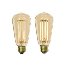 Bulbrite 40w Equivalent Amber Light St18 Dimmable Led Filament Light Bulb 2 Pack 860992 The Home Depot