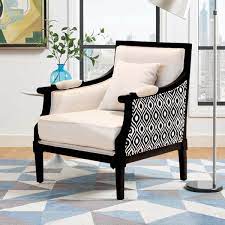 Black donham 28'' wide armchair. Black And White Mahogany Wood Upholstered Accent Armchair