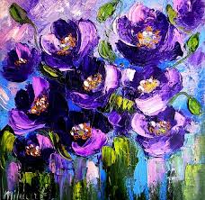 Purple Flower Wall Art Large Oil
