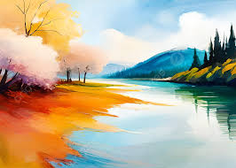 beautiful landscape nature painting