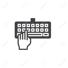 Main En Tapant Le Vecteur D'icône De Clavier, Rempli De Signe Plat,  Pictogramme Solide Isolé Sur Blanc. Symbole D'entrée Au Clavier,  Illustration Du Logo. Clip Art Libres De Droits , Vecteurs Et