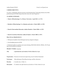 Resume Format For Msc Zoology Format Resume