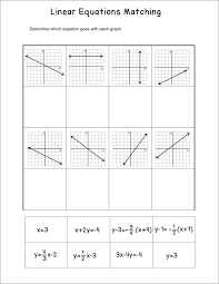 linear equations matching activity