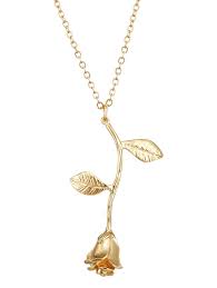 Sieasy pressed flower pendant necklace real dried flower resin jewellery. Rose Flower Pendant Necklace Rose Gold Bientu