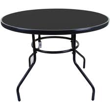 100cm Round Glass Table Black Metal