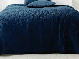 velvet geometric throw bedspread navy blue