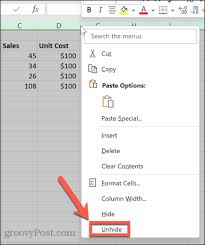 how to unhide all columns in excel