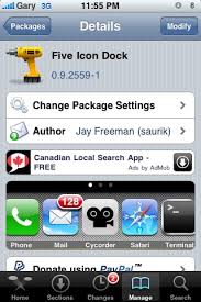 how to add a five icon dock to your