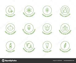 organic cosmetic line icons set natural