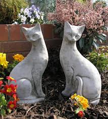 Pair Of Siamese Cats Garden Ornaments