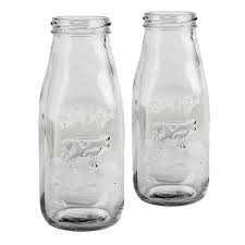 Set Of 6 Country Milk Glass Bottles