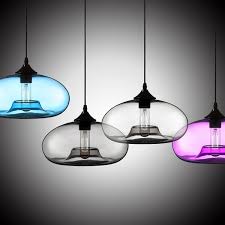 Modern Glass Pendant Light Hand Blown