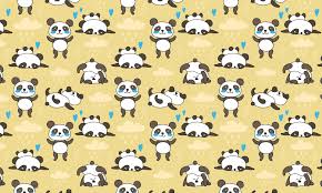 yellow panda pattern wallpaper mural