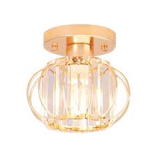 Oval Crystal Light Fixtures Ceiling Modern Design Metal Close To Ceiling Light In Gold For Hallway Takeluckhome Com