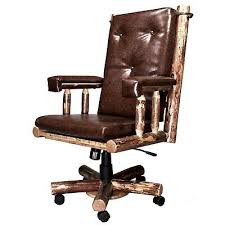 Porthos home leanne task chair with height adjustment, 360° swivel, steel base and tufted polyester. Log Office Chair Solid Pine Upholstered Desk Chairs Amish Made Rustic Lodge Ebay