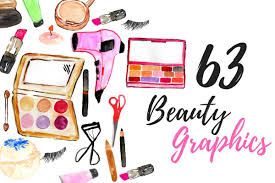 large watercolor makeup clipart by