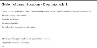 Solved System Of Linear Equations